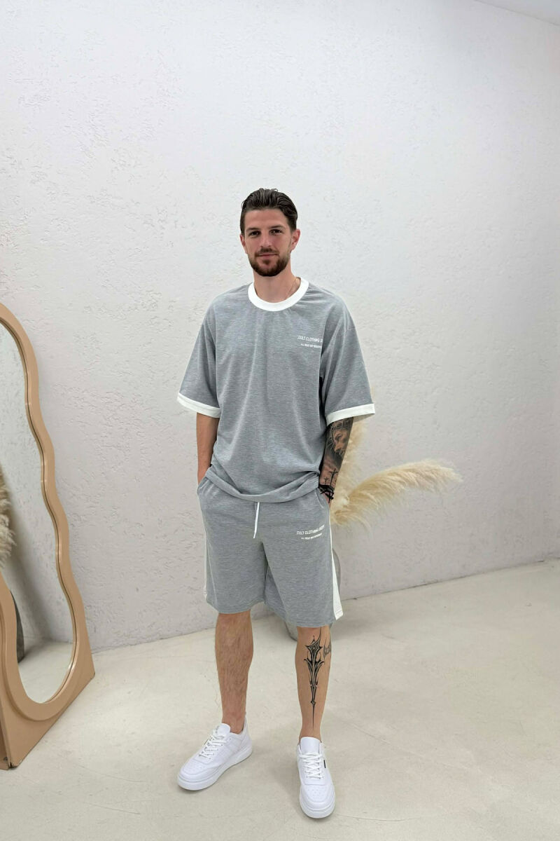 LITTLE WRITTINGS T-SHIRT + SHORTS MEN SET GREY/GRI - 1