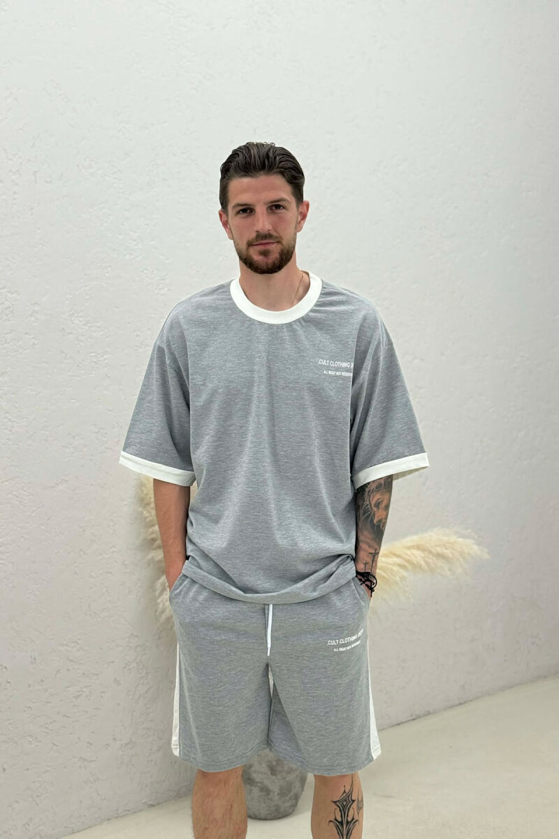 LITTLE WRITTINGS T-SHIRT + SHORTS MEN SET GREY/GRI - 3