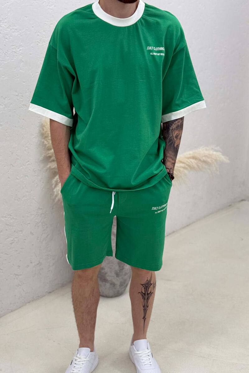 LITTLE WRITTINGS T-SHIRT + SHORTS MEN SET LIGHT GREEN/JEZB - 2