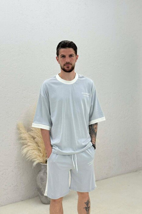 LITTLE WRITTINGS T-SHIRT + SHORTS MEN SET LIGHT GREY/GZ - 3