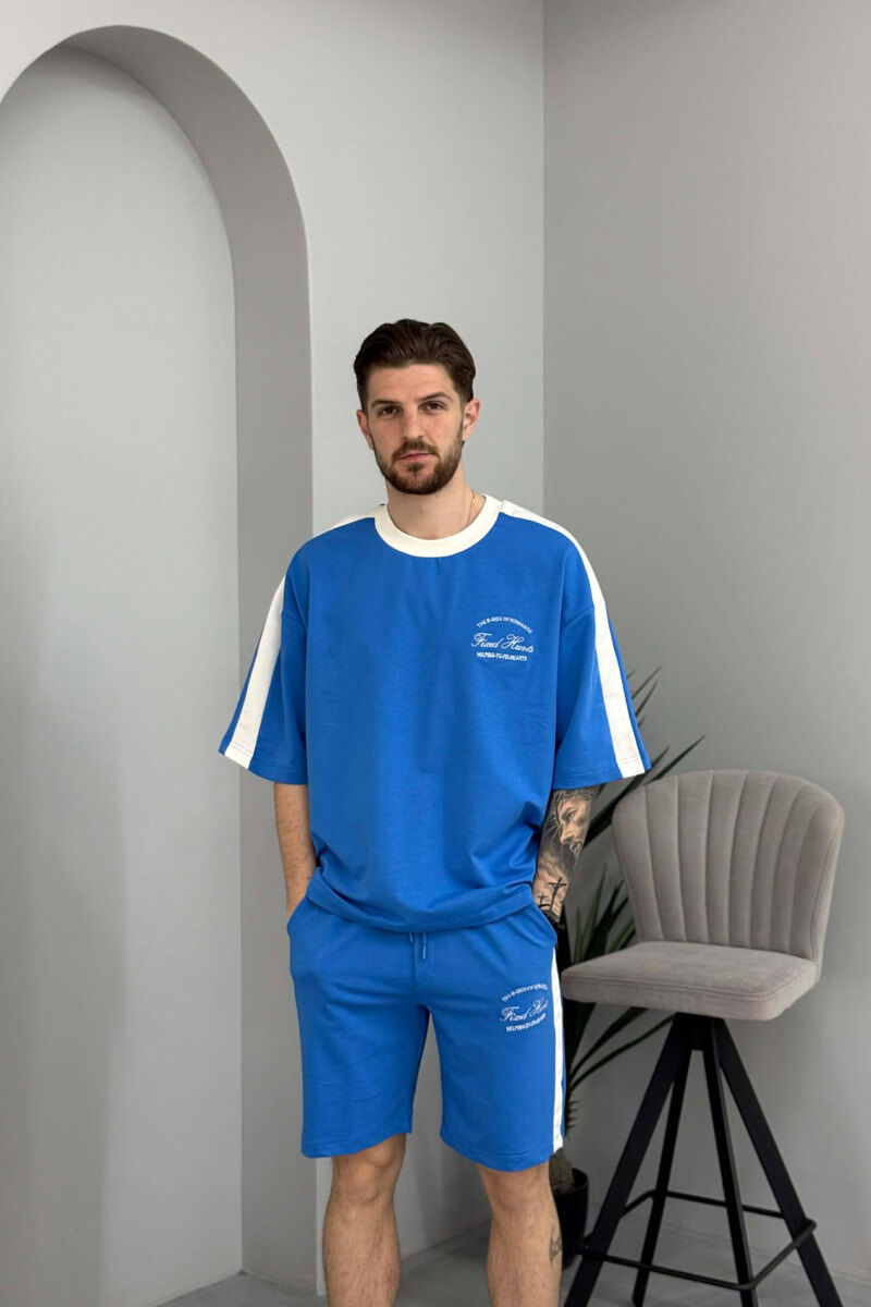 LITTLE WRITTINGS T-SHIRT + SHORTS MEN SET LIGHTBLUE/BZ - 2