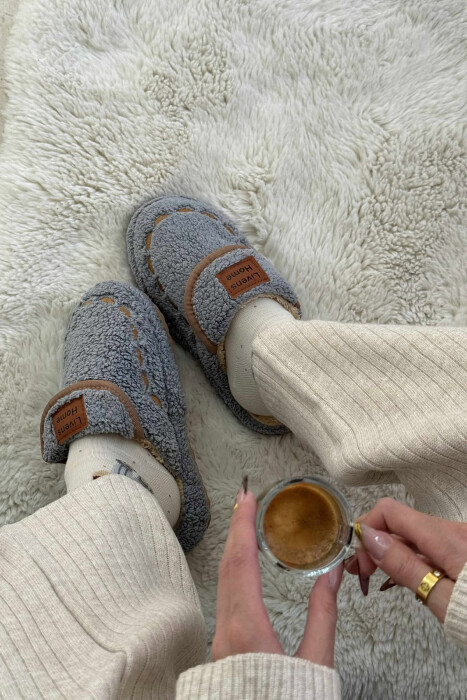 LITTLE WRITTINGS TEDDY WOMEN SLIPPERS GREY/GRI - 1