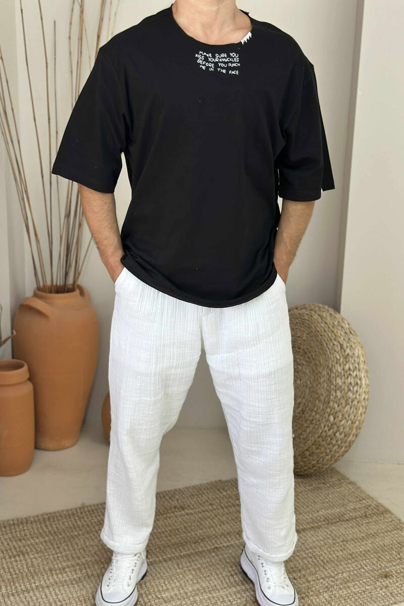 LITTLE WRITTNGS ONE COLOR MEN T-SHIRT BLACK/ E ZEZE - 1