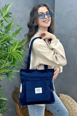 LIVING TRAVELING SHARE ONE COLOR WOMAN BAG DARK BLUE/BEE 