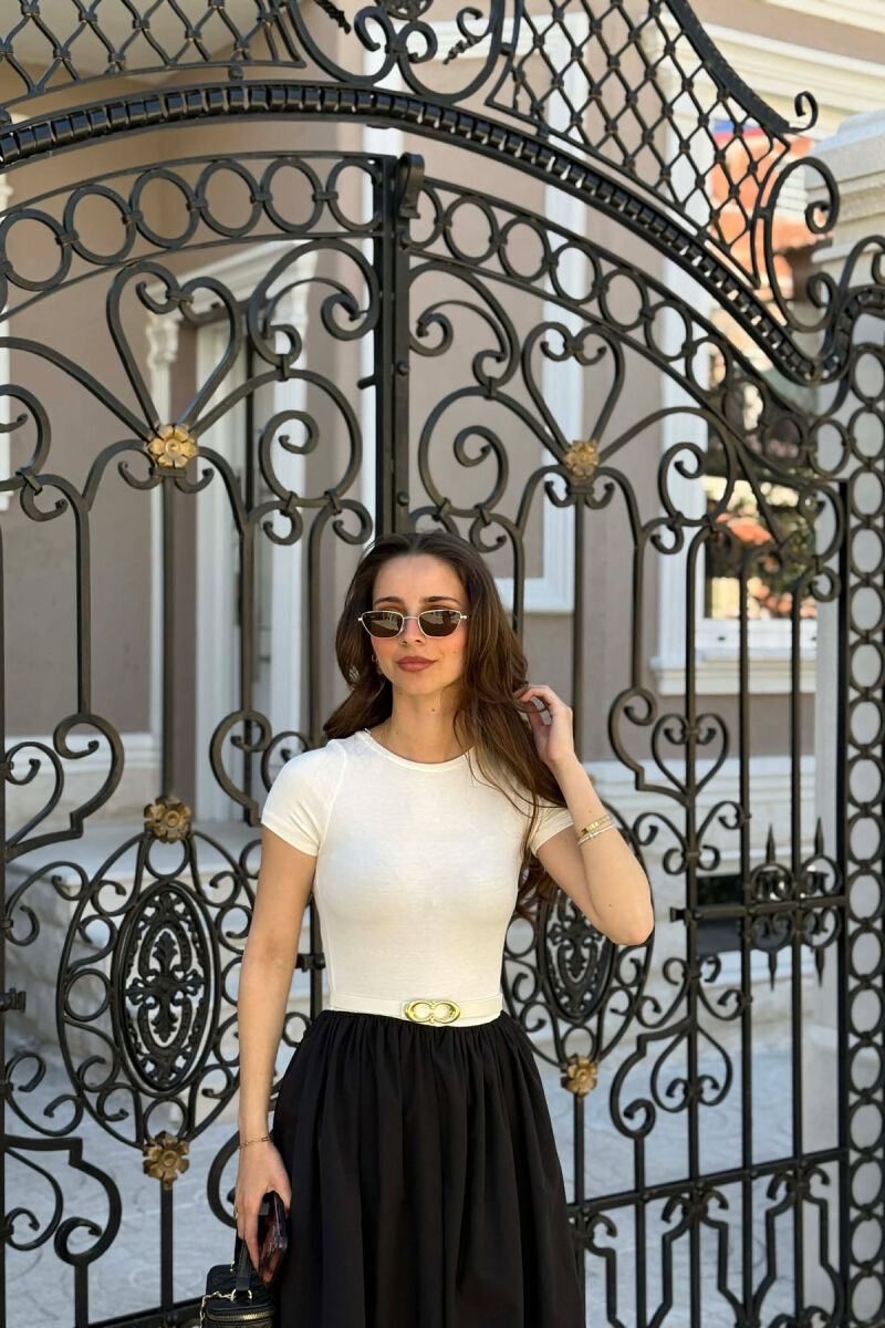 LONG BELT DETAIL WOMEN DRESS BLACK/ E ZEZE - 3