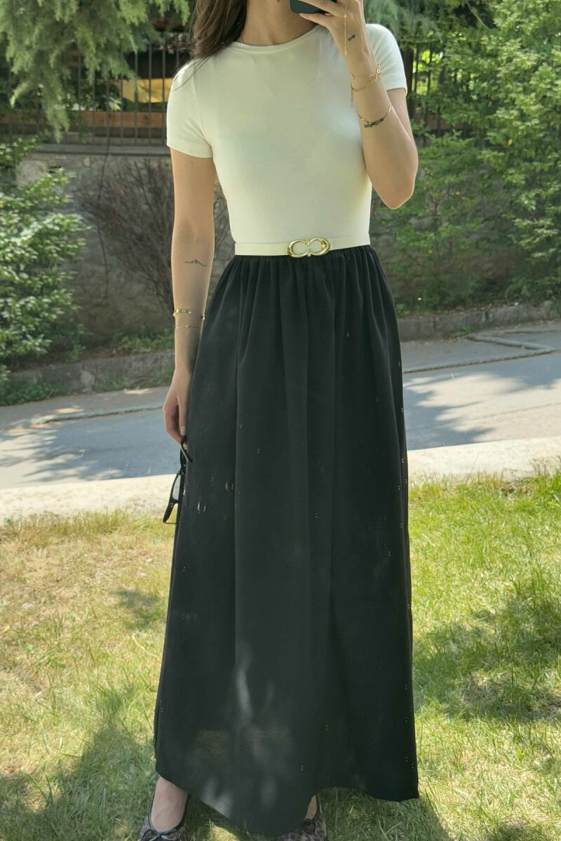 LONG BELT DETAIL WOMEN DRESS BLACK/ E ZEZE - 3