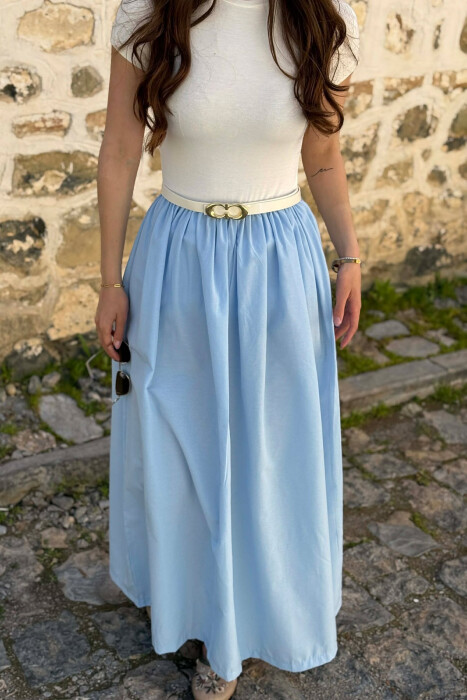 LONG BELT DETAIL WOMEN DRESS LIGHTBLUE/BZ - 3