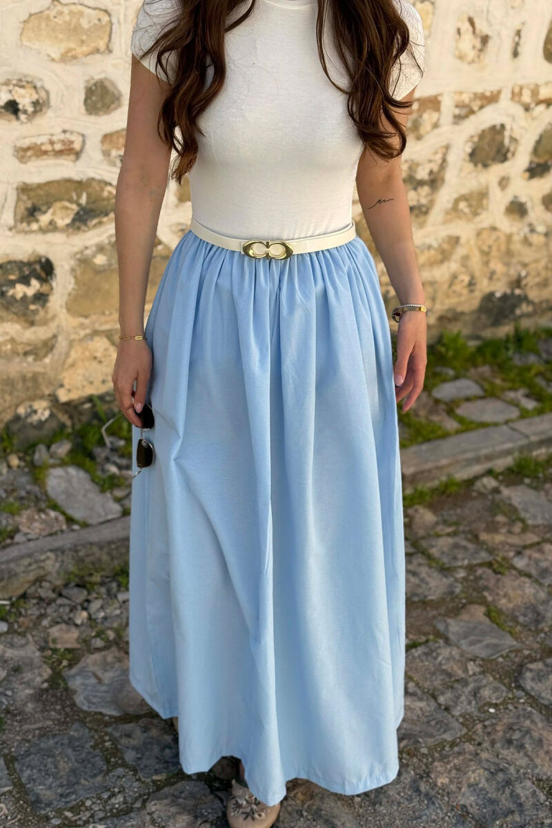 LONG BELT DETAIL WOMEN DRESS LIGHTBLUE/BZ - 3