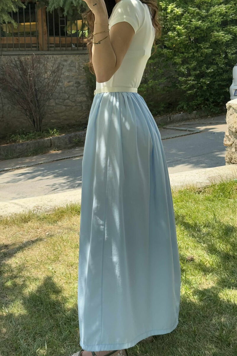 LONG BELT DETAIL WOMEN DRESS LIGHTBLUE/BZ - 4