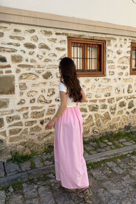 LONG BELT DETAIL WOMEN DRESS PINK/ROZE - 4