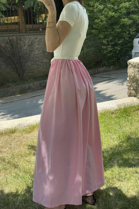 LONG BELT DETAIL WOMEN DRESS PINK/ROZE - 5
