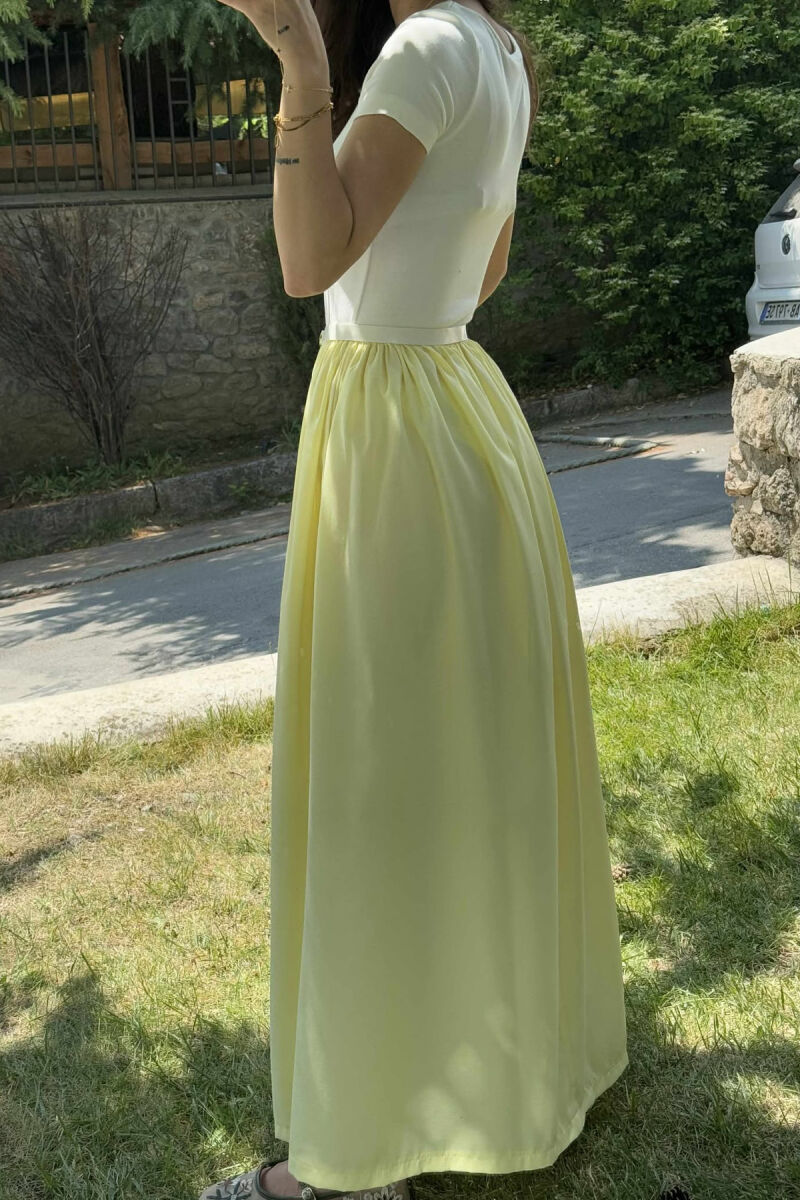 LONG BELT DETAIL WOMEN DRESS YELLOW/E VERDHE - 4