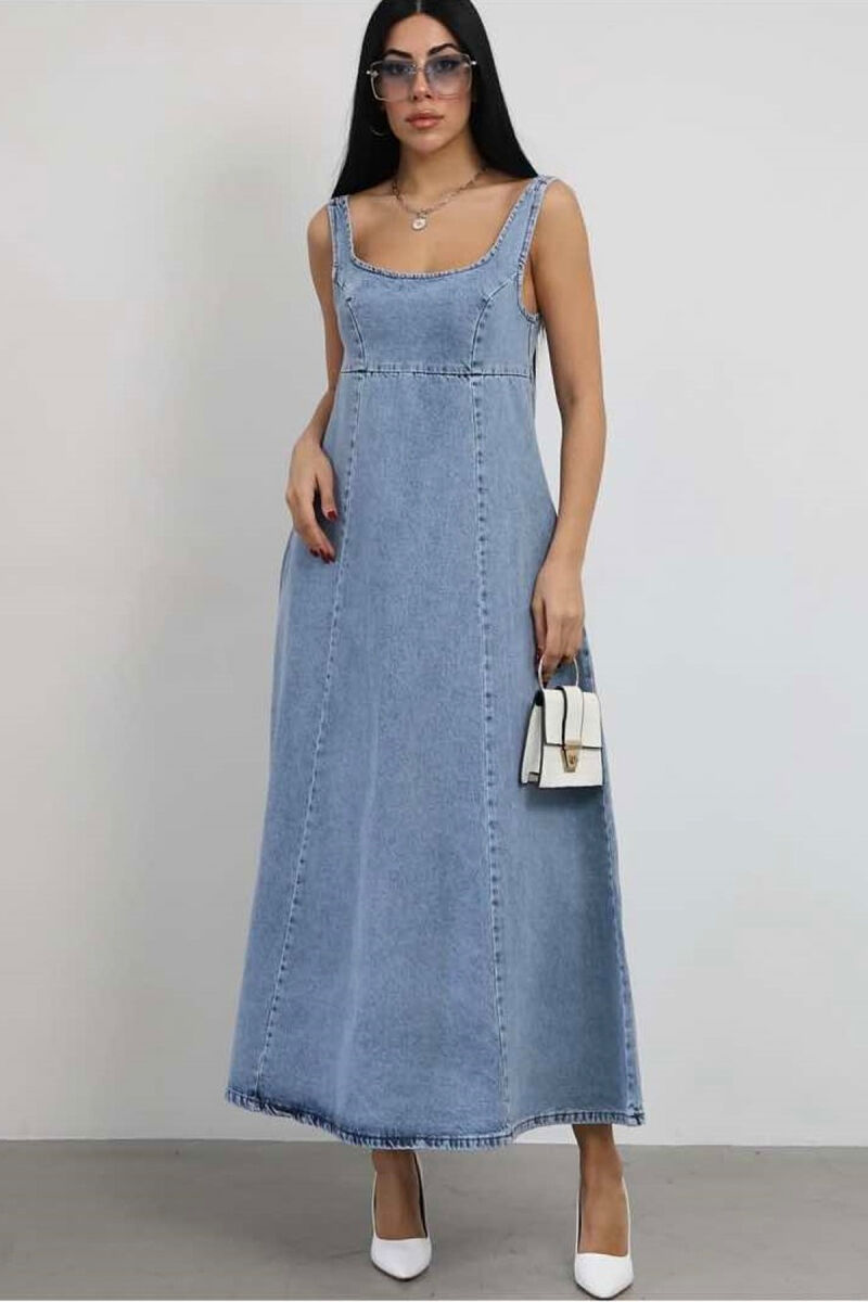 LONG DENIM WOMEN DRESS LIGHTBLUE/BZ - 1