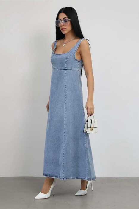 LONG DENIM WOMEN DRESS LIGHTBLUE/BZ - 2