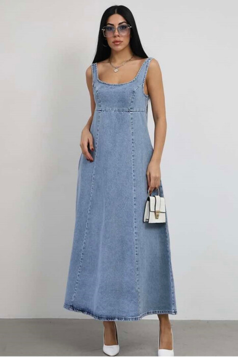 LONG DENIM WOMEN DRESS LIGHTBLUE/BZ - 3