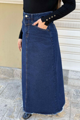 LONG DENIM WOMEN SKIRT DARK BLUE/BEE 