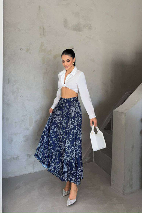 LONG DOTS DESIGN WOMEN SKIRT BLUE-WHITE/BLBA - 1