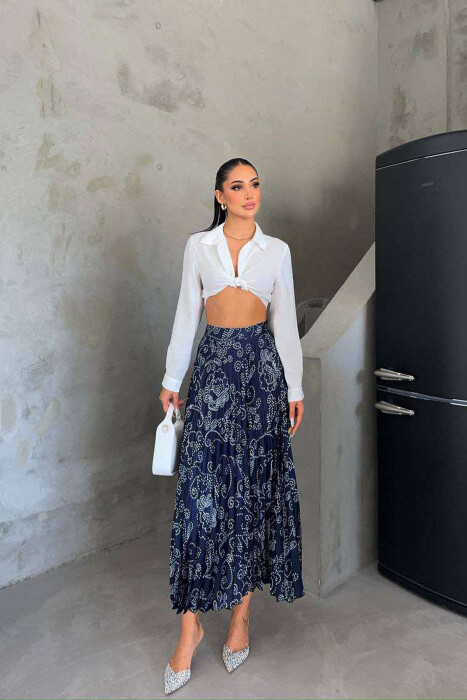 LONG DOTS DESIGN WOMEN SKIRT BLUE-WHITE/BLBA - 2