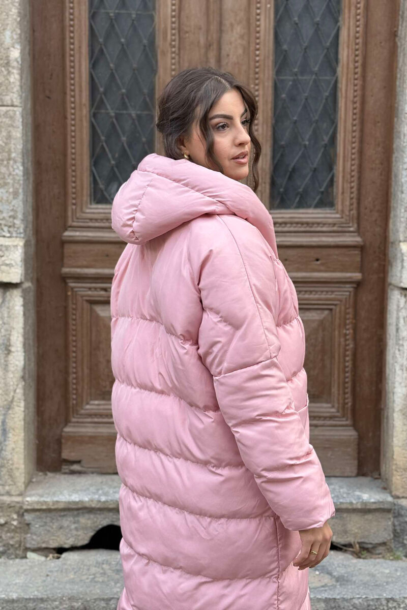 LONG HOOD WOMAN PUFFER JACKET BABY PINK/ROZB - 3