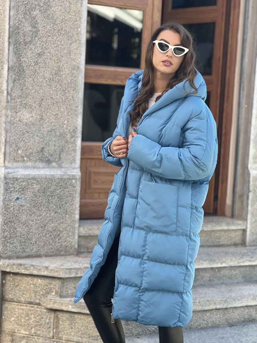 LONG HOOD WOMAN PUFFER JACKET BLUE/BLU - 3