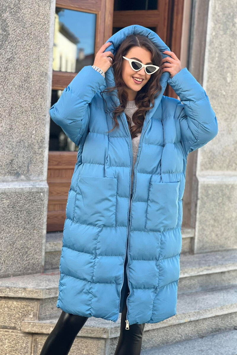 LONG HOOD WOMAN PUFFER JACKET BLUE/BLU - 2