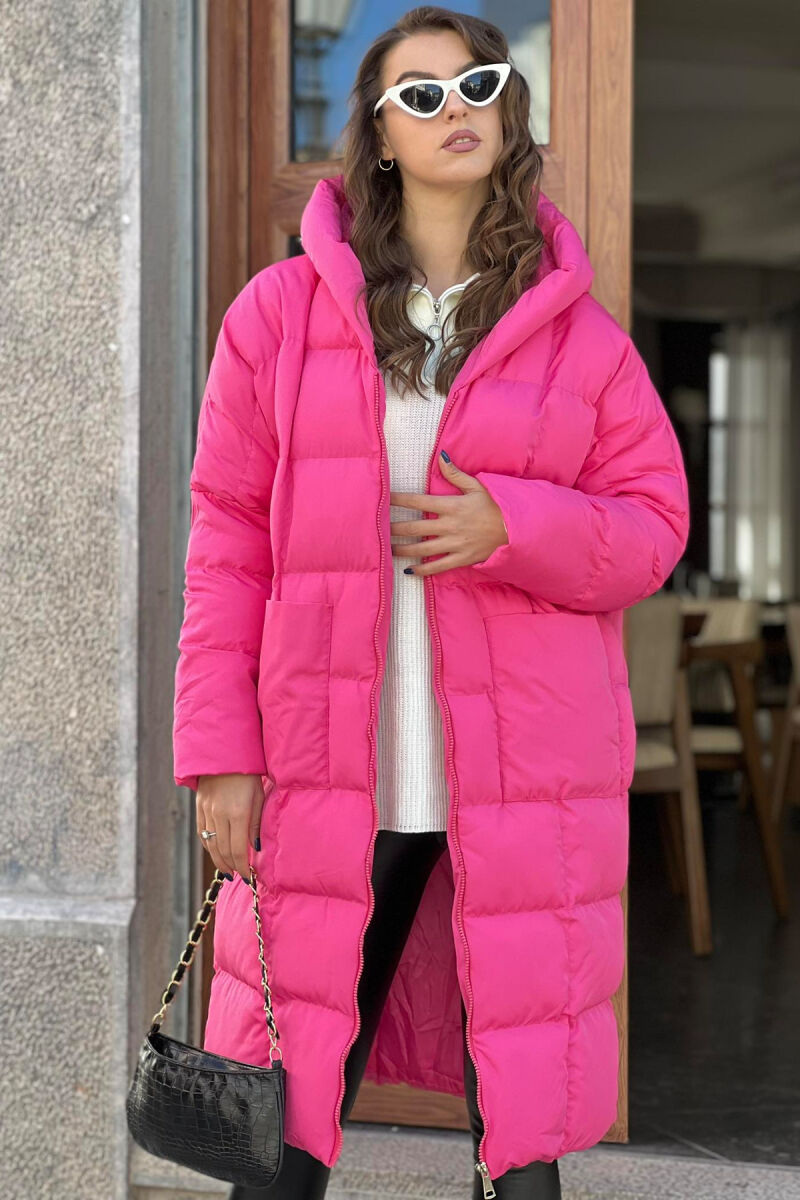 LONG HOOD WOMAN PUFFER JACKET FUCHSIA/CIKLAMI - 6