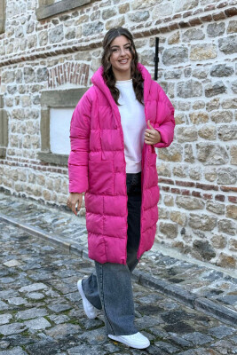 LONG HOOD WOMAN PUFFER JACKET FUCHSIA/CIKLAMI 