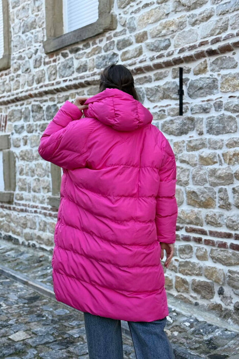 LONG HOOD WOMAN PUFFER JACKET FUCHSIA/CIKLAMI - 3