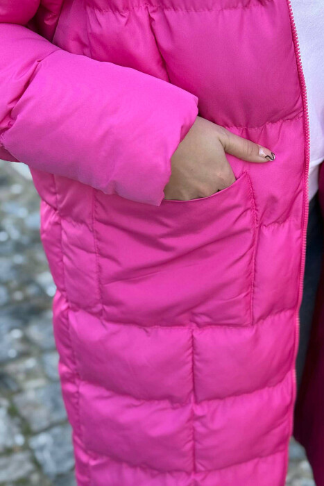 LONG HOOD WOMAN PUFFER JACKET FUCHSIA/CIKLAMI - 4