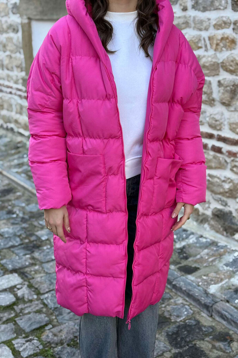 LONG HOOD WOMAN PUFFER JACKET FUCHSIA/CIKLAMI - 5