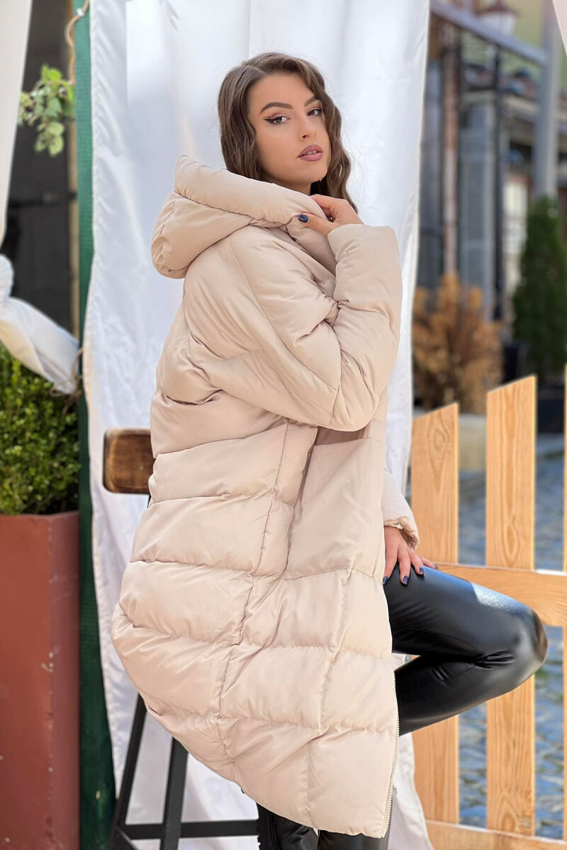 LONG HOOD WOMAN PUFFER JACKET LIGHT BEIGE/BZHZB - 2