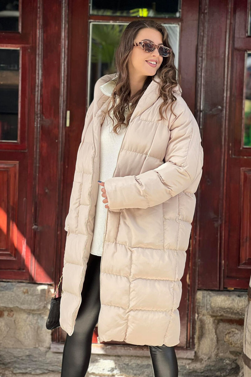 LONG HOOD WOMAN PUFFER JACKET LIGHT BEIGE/BZHZB - 12