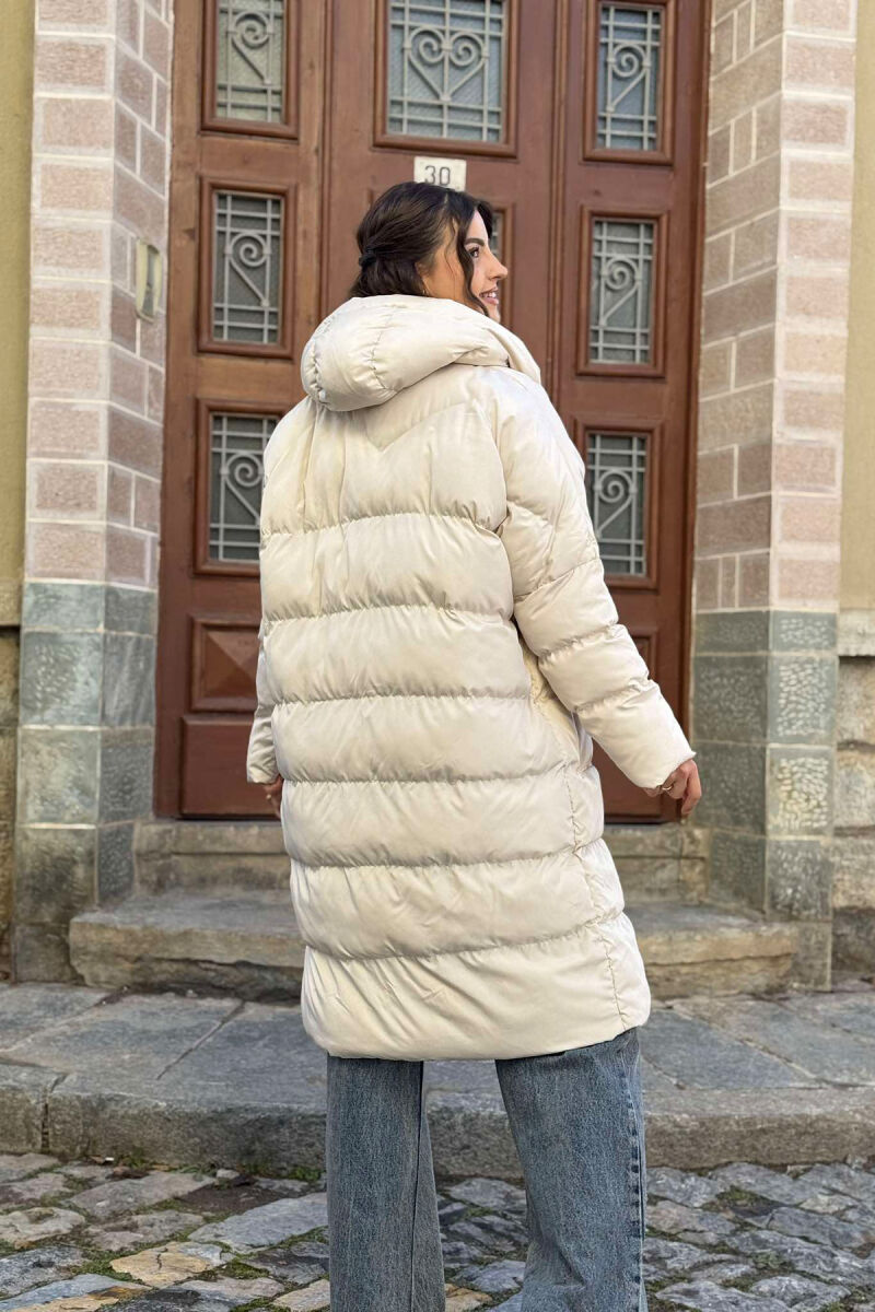 LONG HOOD WOMAN PUFFER JACKET LIGHT BEIGE/BZHZB - 5