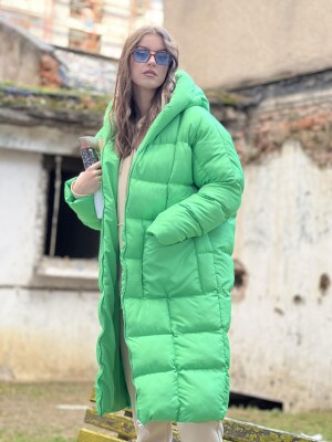 LONG HOOD WOMAN PUFFER JACKET LIGHT GREEN/JEZB 