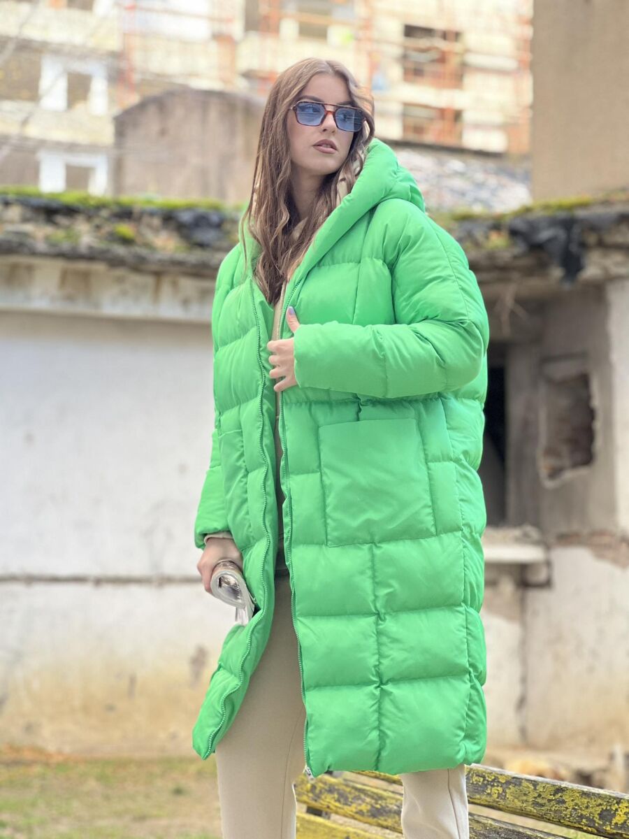 LONG HOOD WOMAN PUFFER JACKET LIGHT GREEN/JEZB - 5