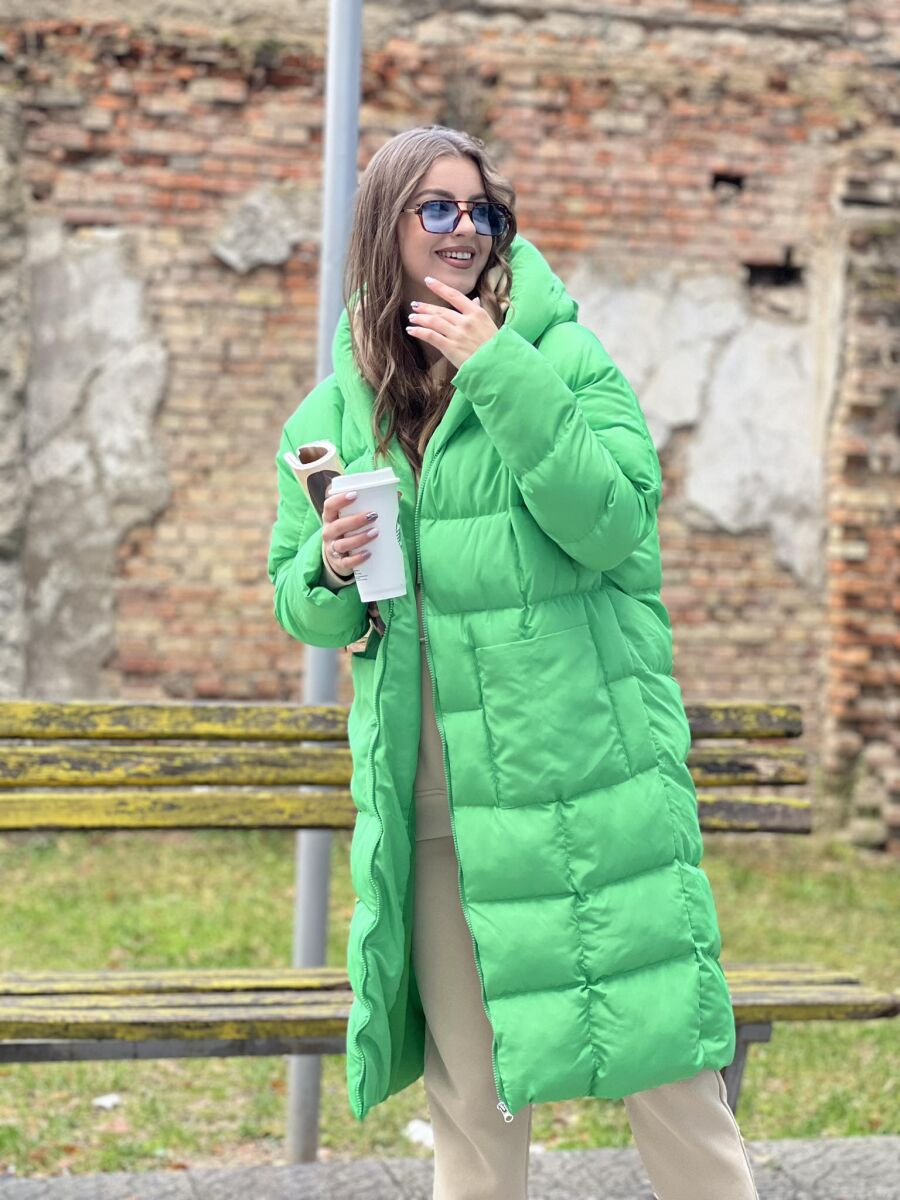 LONG HOOD WOMAN PUFFER JACKET LIGHT GREEN/JEZB - 9