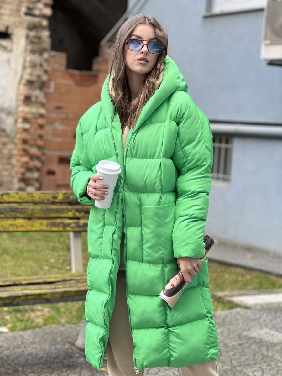 LONG HOOD WOMAN PUFFER JACKET LIGHT GREEN/JEZB - 13