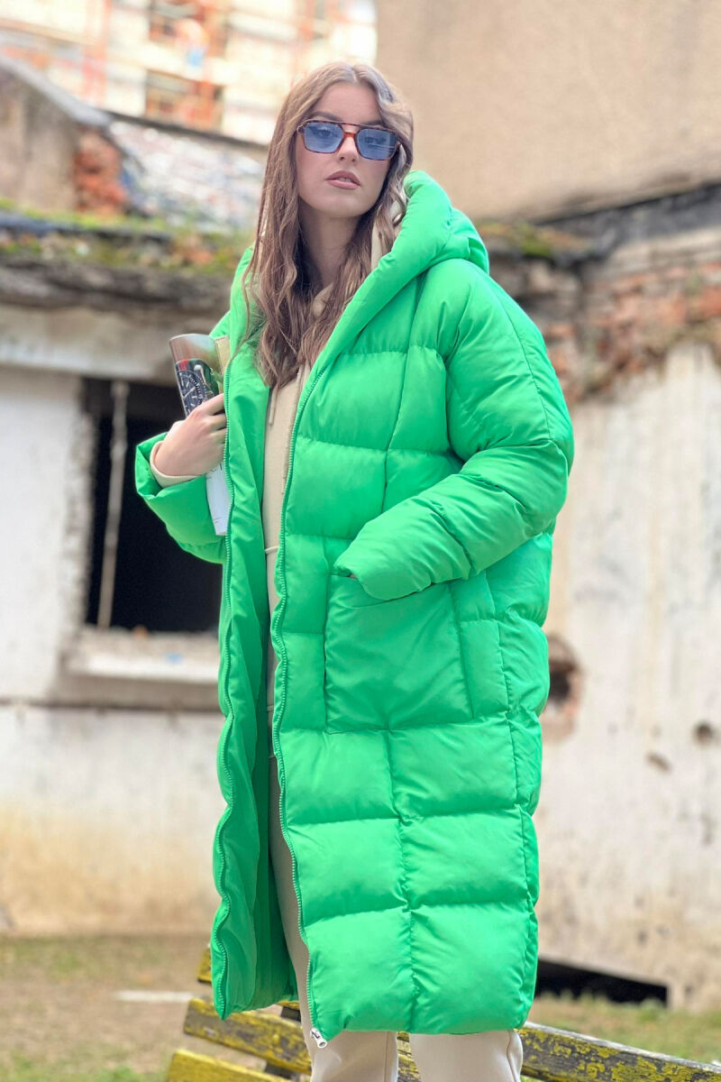 LONG HOOD WOMAN PUFFER JACKET LIGHT GREEN/JEZB - 2