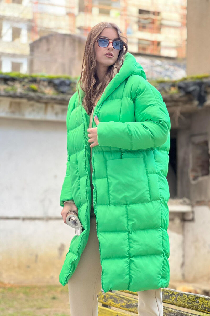 LONG HOOD WOMAN PUFFER JACKET LIGHT GREEN/JEZB - 6