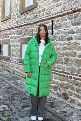 LONG HOOD WOMAN PUFFER JACKET LIGHT GREEN/JEZB 