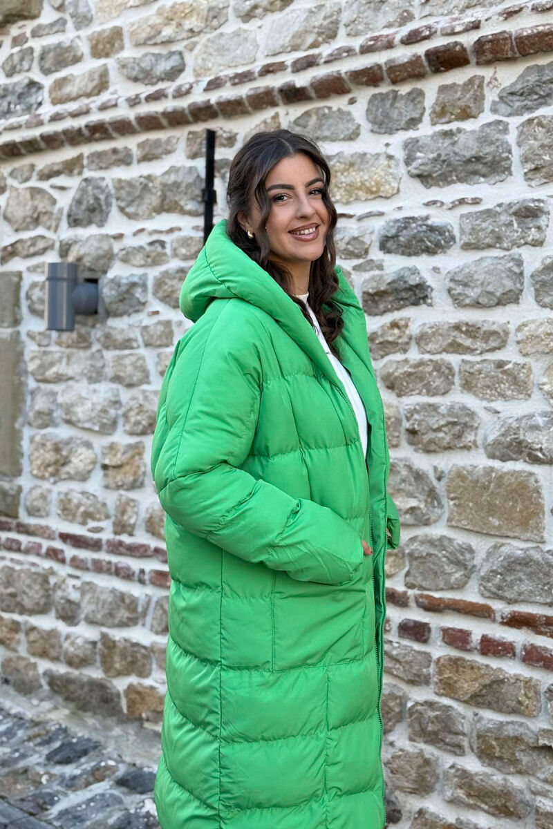 LONG HOOD WOMAN PUFFER JACKET LIGHT GREEN/JEZB - 2