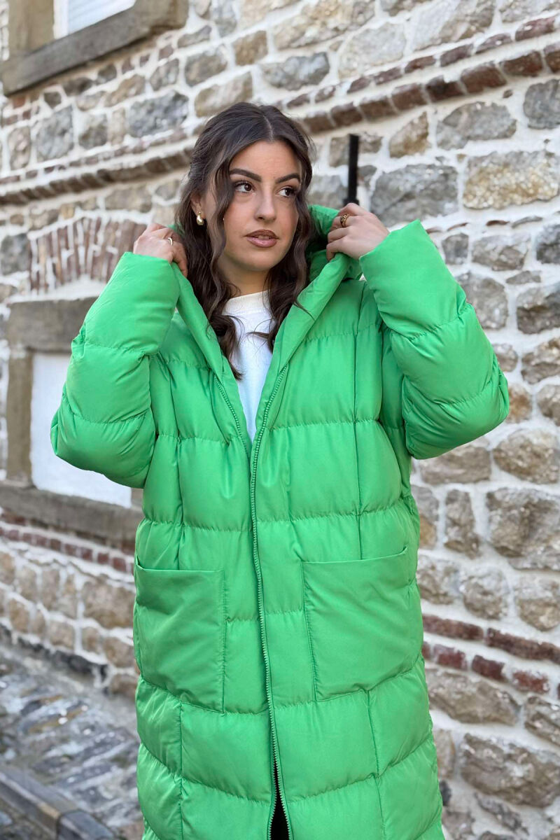 LONG HOOD WOMAN PUFFER JACKET LIGHT GREEN/JEZB - 4