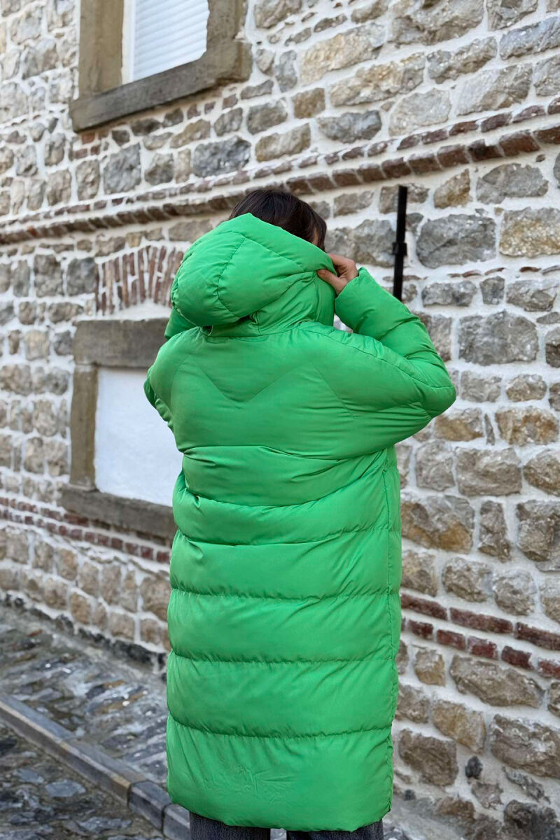 LONG HOOD WOMAN PUFFER JACKET LIGHT GREEN/JEZB - 5