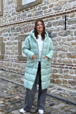 LONG HOOD WOMAN PUFFER JACKET MINT/MENTE 