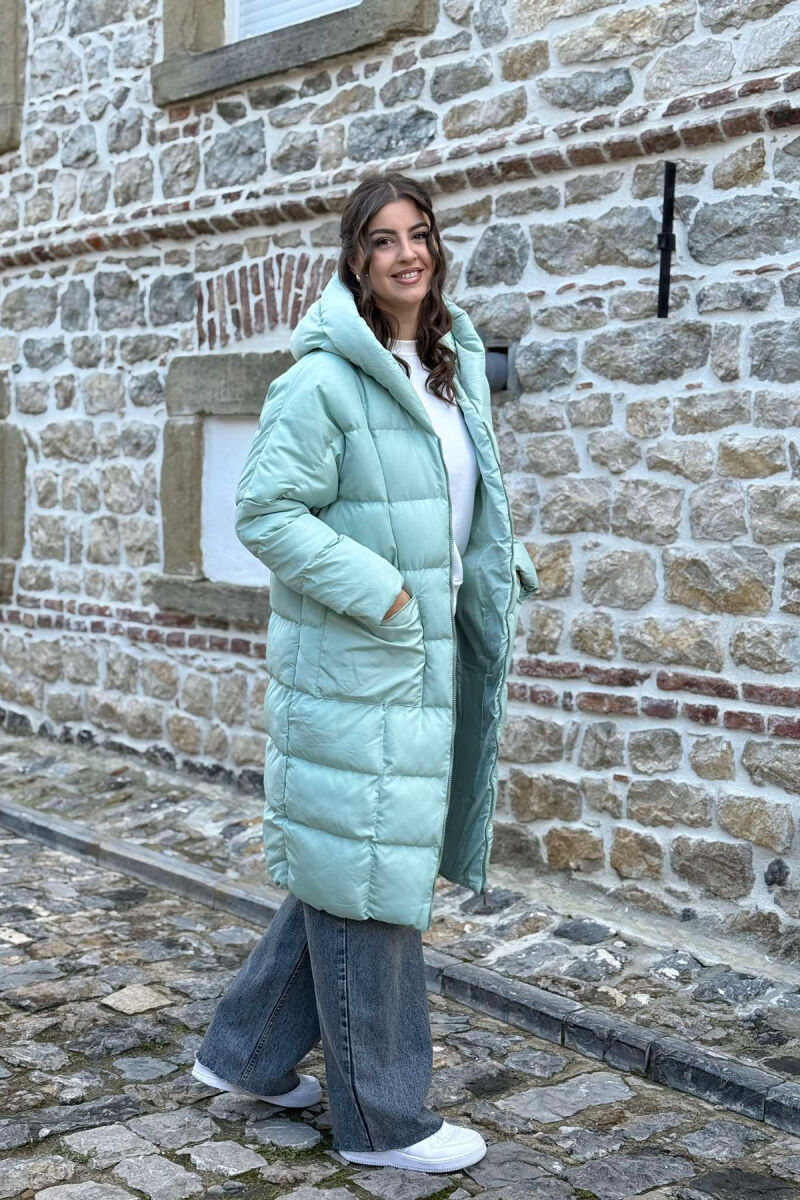 LONG HOOD WOMAN PUFFER JACKET MINT/MENTE - 3