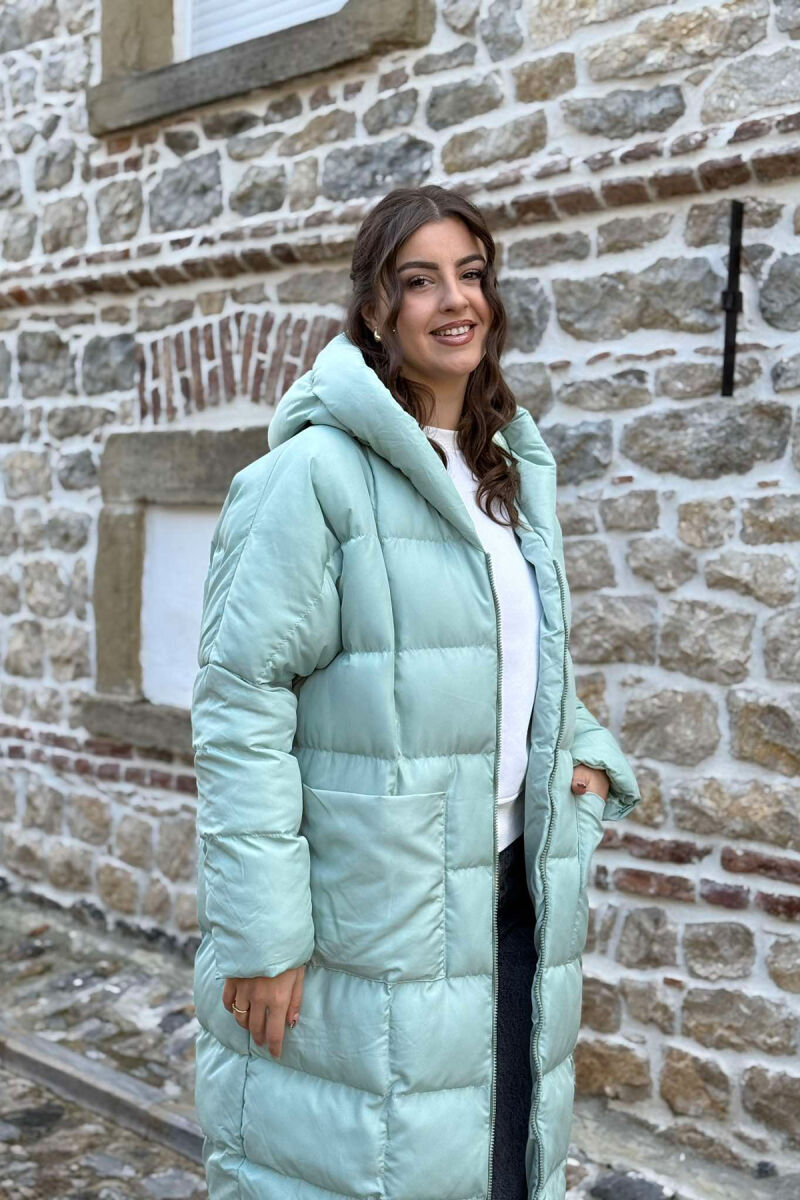 LONG HOOD WOMAN PUFFER JACKET MINT/MENTE - 6