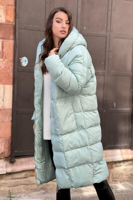 LONG HOOD WOMAN PUFFER JACKET MINT/MENTE 