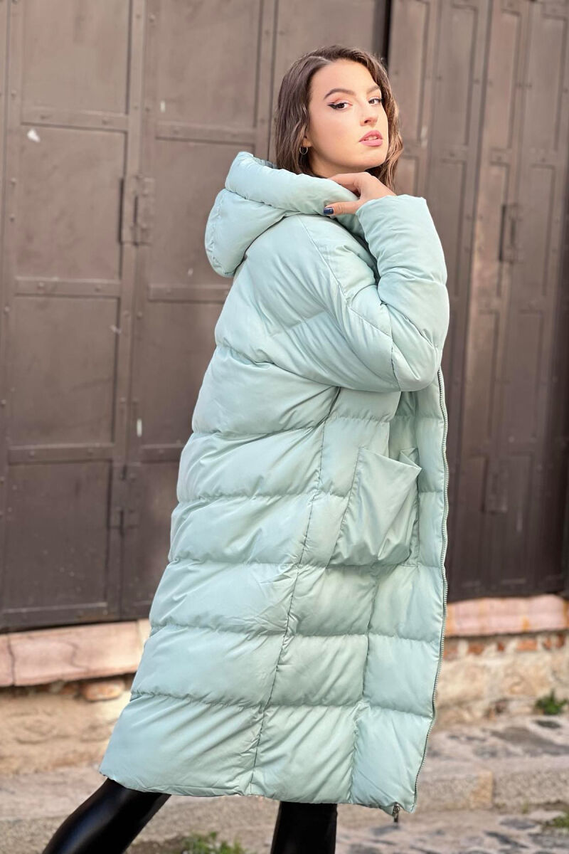 LONG HOOD WOMAN PUFFER JACKET MINT/MENTE - 3