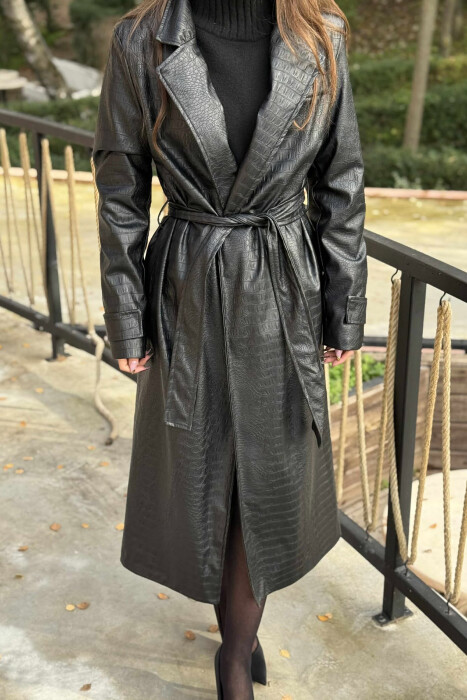 LONG LEATHER LACING WOMEN JACKET BLACK/ E ZEZE - 2