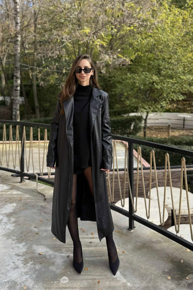 LONG LEATHER LACING WOMEN JACKET BLACK/ E ZEZE - 5